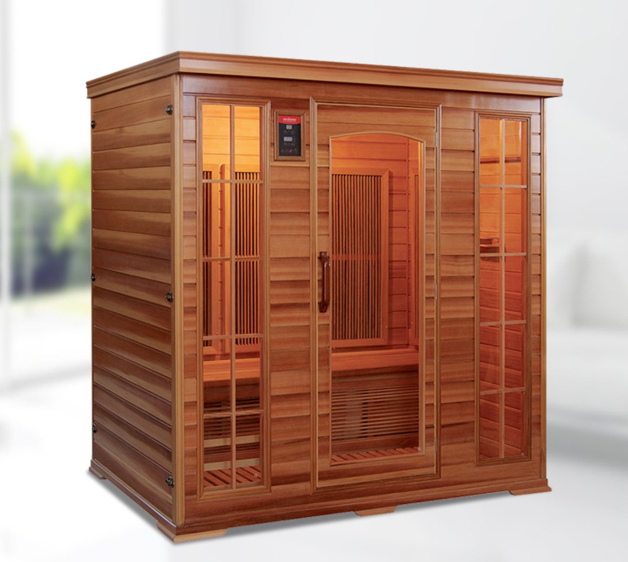Kotikäyttöön 3-4 hengen Red Cedar kauko-infrapunasauna